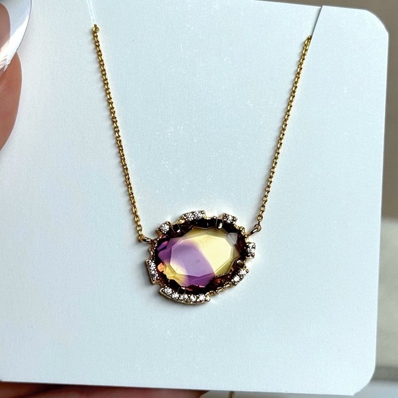 Elegant Gold and Purple Pendant Necklace - Picture 1 of 8